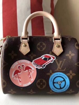 Louis Vuitton Replica Monogram Canvas Nano Speedy Pink/Blue 2017