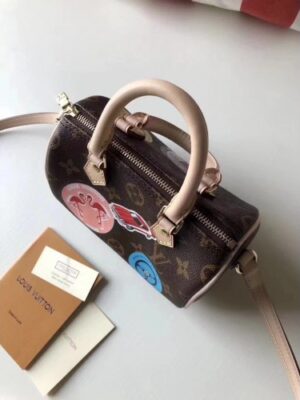 Louis Vuitton Replica Monogram Canvas Nano Speedy Pink/Blue 2017