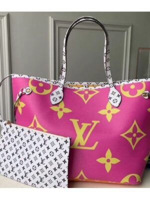 Louis Vuitton Replica Monogram Canvas Neverfull MM Tote Bag M44588 Pink/Lilac 2019