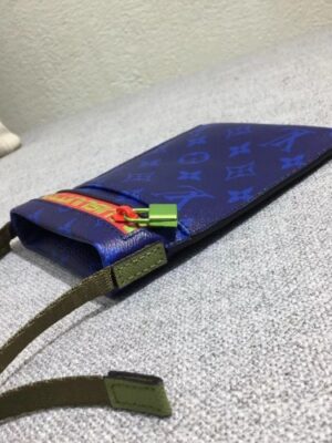 Louis Vuitton Replica Monogram Canvas Phone Bag Blue 2018