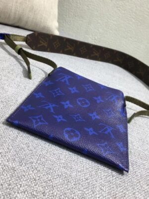 Louis Vuitton Replica Monogram Canvas Phone Bag Blue 2018