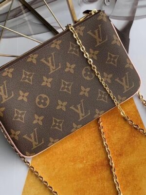 Louis Vuitton Replica Monogram Canvas Pochette Double Zip Bag Print 2019