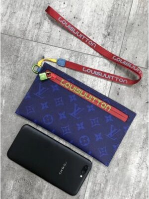 Louis Vuitton Replica Monogram Canvas Small Pouch Clutch Blue/Red 2018