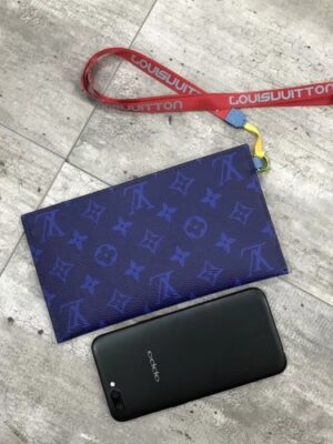 Louis Vuitton Replica Monogram Canvas Small Pouch Clutch Blue/Red 2018