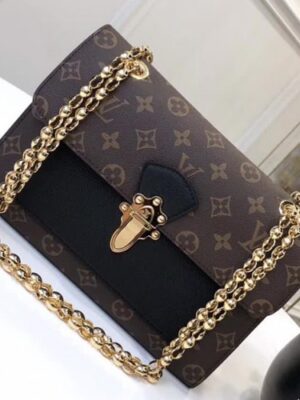 Louis Vuitton Replica Monogram Canvas With Colorful Calfskin Victoire Shoulder Bag M41730 Noir