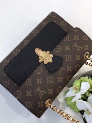 Louis Vuitton Replica Monogram Canvas With Colorful Calfskin Victoire Shoulder Bag M41730 Noir