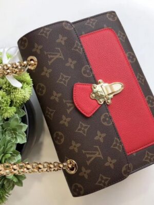 Louis Vuitton Replica Monogram Canvas With Colorful Calfskin Victoire Shoulder Bag M41731 Cherry