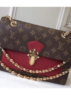 Louis Vuitton Replica Monogram Canvas With Colorful Calfskin Victoire Shoulder Bag M41732 Raisin