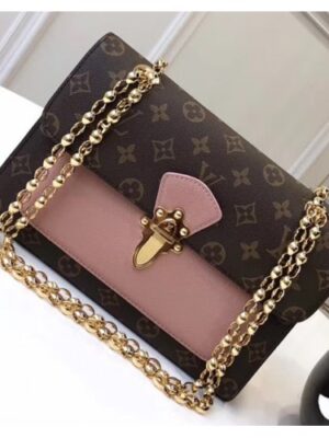 Louis Vuitton Replica Monogram Canvas With Colorful Calfskin Victoire Shoulder Bag M41735 Taupe Glace