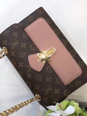 Louis Vuitton Replica Monogram Canvas With Colorful Calfskin Victoire Shoulder Bag M41735 Taupe Glace