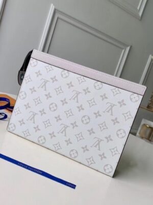 Louis Vuitton Replica Monogram Canvas/Taiga Leather Pochette Voyage MM Bag White 2019