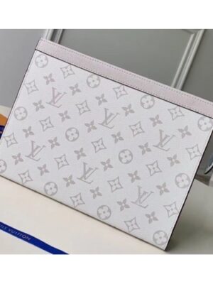 Louis Vuitton Replica Monogram Canvas/Taiga Leather Pochette Voyage MM Bag White 2019