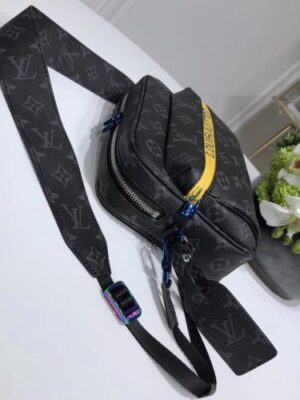 Louis Vuitton Replica Monogram Eclipse Canvas Camera Shoulder Bag Yellow 2018