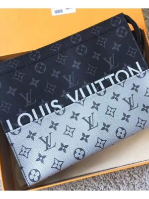 Louis Vuitton Replica Monogram Eclipse Split Pochette Voyage MM Bag M63039 SiLV Replicaer 2018