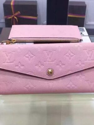 Louis Vuitton Replica Monogram Empreinte Sarah Wallet Pink