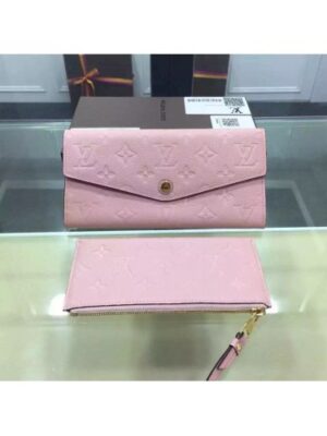 Louis Vuitton Replica Monogram Empreinte Sarah Wallet Pink