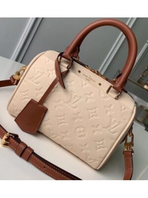 Louis Vuitton Replica Monogram Empreinte Speedy Bandouliere 20 Bag Creme Caramel 2019