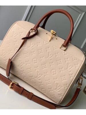 Louis Vuitton Replica Monogram Empreinte Speedy Bandouliere 25 Bag M44736 Creme Caramel 2019