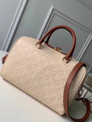 Louis Vuitton Replica Monogram Empreinte Speedy Bandouliere 25 Bag M44736 Creme Caramel 2019