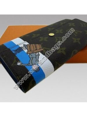 Louis Vuitton Replica Monogram Groom Wallet with Zip Pocket Blue