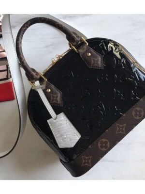 Louis Vuitton Replica Monogram Vernis Alma BB Bag M44389 Black 2019