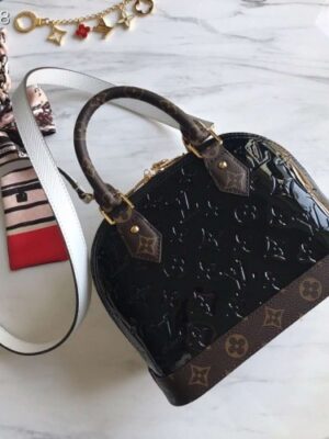 Louis Vuitton Replica Monogram Vernis Alma BB Bag M44389 Black 2019