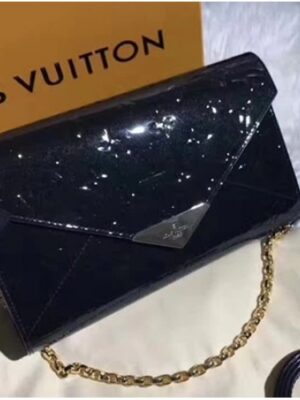 Louis Vuitton Replica Monogram Vernis Leather Envelope Clutch on Chain M90990 Black