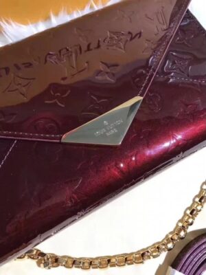 Louis Vuitton Replica Monogram Vernis Leather Envelope Clutch on Chain M90990 Burgundy