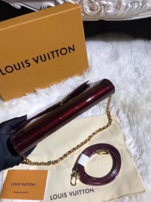 Louis Vuitton Replica Monogram Vernis Leather Envelope Clutch on Chain M90990 Burgundy