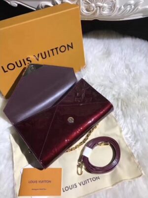 Louis Vuitton Replica Monogram Vernis Leather Envelope Clutch on Chain M90990 Burgundy