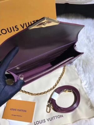 Louis Vuitton Replica Monogram Vernis Leather Envelope Clutch on Chain M90990 Burgundy