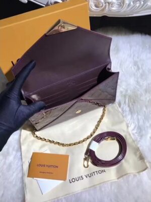 Louis Vuitton Replica Monogram Vernis Leather Envelope Clutch on Chain M90990 Burgundy