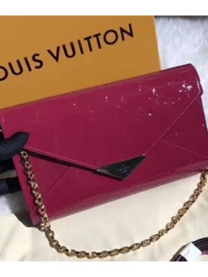 Louis Vuitton Replica Monogram Vernis Leather Envelope Clutch on Chain M90990 Dark Red