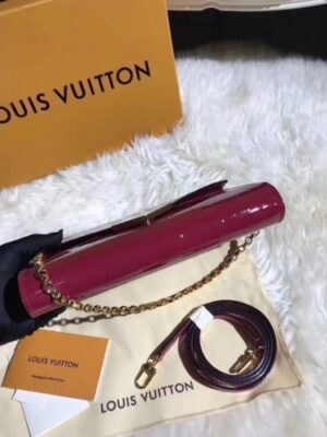 Louis Vuitton Replica Monogram Vernis Leather Envelope Clutch on Chain M90990 Dark Red