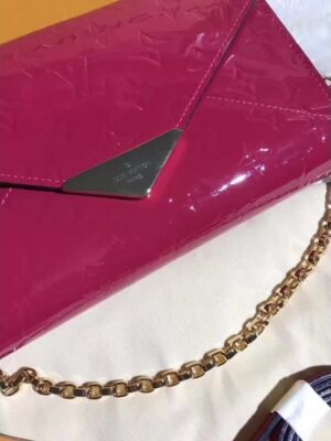 Louis Vuitton Replica Monogram Vernis Leather Envelope Clutch on Chain M90990 Dark Red