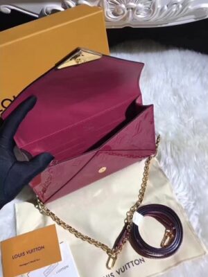 Louis Vuitton Replica Monogram Vernis Leather Envelope Clutch on Chain M90990 Dark Red