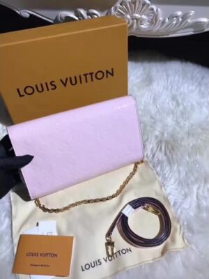 Louis Vuitton Replica Monogram Vernis Leather Envelope Clutch on Chain M90990 Light Pink