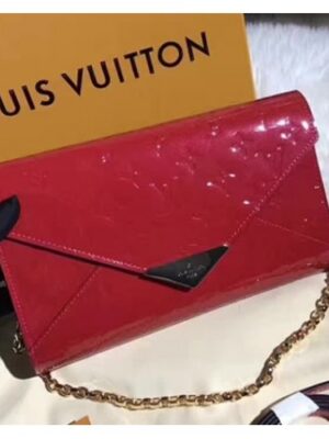 Louis Vuitton Replica Monogram Vernis Leather Envelope Clutch on Chain M90990 Red