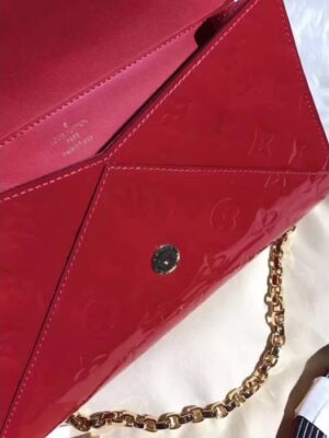 Louis Vuitton Replica Monogram Vernis Leather Envelope Clutch on Chain M90990 Red