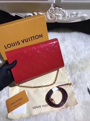 Louis Vuitton Replica Monogram Vernis Leather Envelope Clutch on Chain M90990 Red