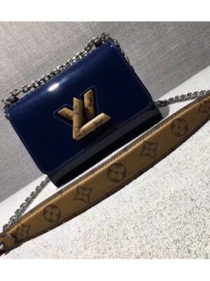 Louis Vuitton Replica Monogram Vernis Twist PM Bag Blue 2017