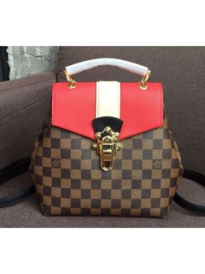 Louis Vuitton Replica N40104 Clapton Backpack Damier Ebene Canvas Scarlet