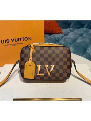 Louis Vuitton Replica N40178 LV Replica Santa Monica Bags Damier Ebene Canvas Safran Yellow