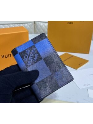 Louis Vuitton Replica N40412 LV Replica Pocket Organizer Wallet in Blue Damier Graphite Giant coated canvas