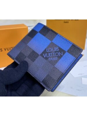 Louis Vuitton Replica N40414 LV Replica Multiple Wallet in Blue Damier Graphite Giant coated canvas