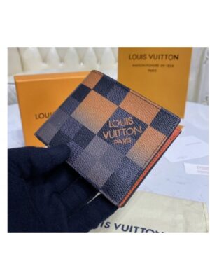 Louis Vuitton Replica N40423 LV Replica Multiple Wallet in Orange Damier Graphite Giant coated canvas