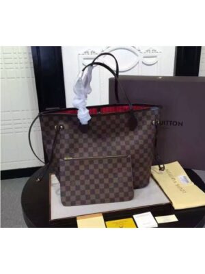 Louis Vuitton Replica N41358 Damier Ebene Canvas Neverfull MM Bags