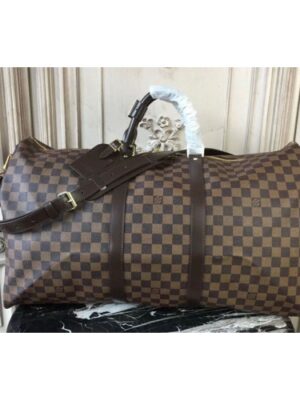 Louis Vuitton Replica N41414 Keepall Bandouliere 55 Damier Ebene Canvas Bags