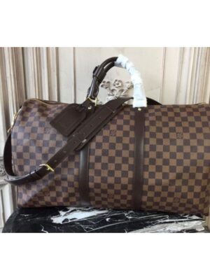 Louis Vuitton Replica N41428 Keepall Bandouliere 45 Damier Ebene Canvas Travel Bags