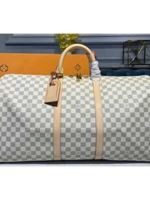 Louis Vuitton Replica N41429 LV Replica Keepall Bandouliere 55 Bag in Damier Azur Canvas